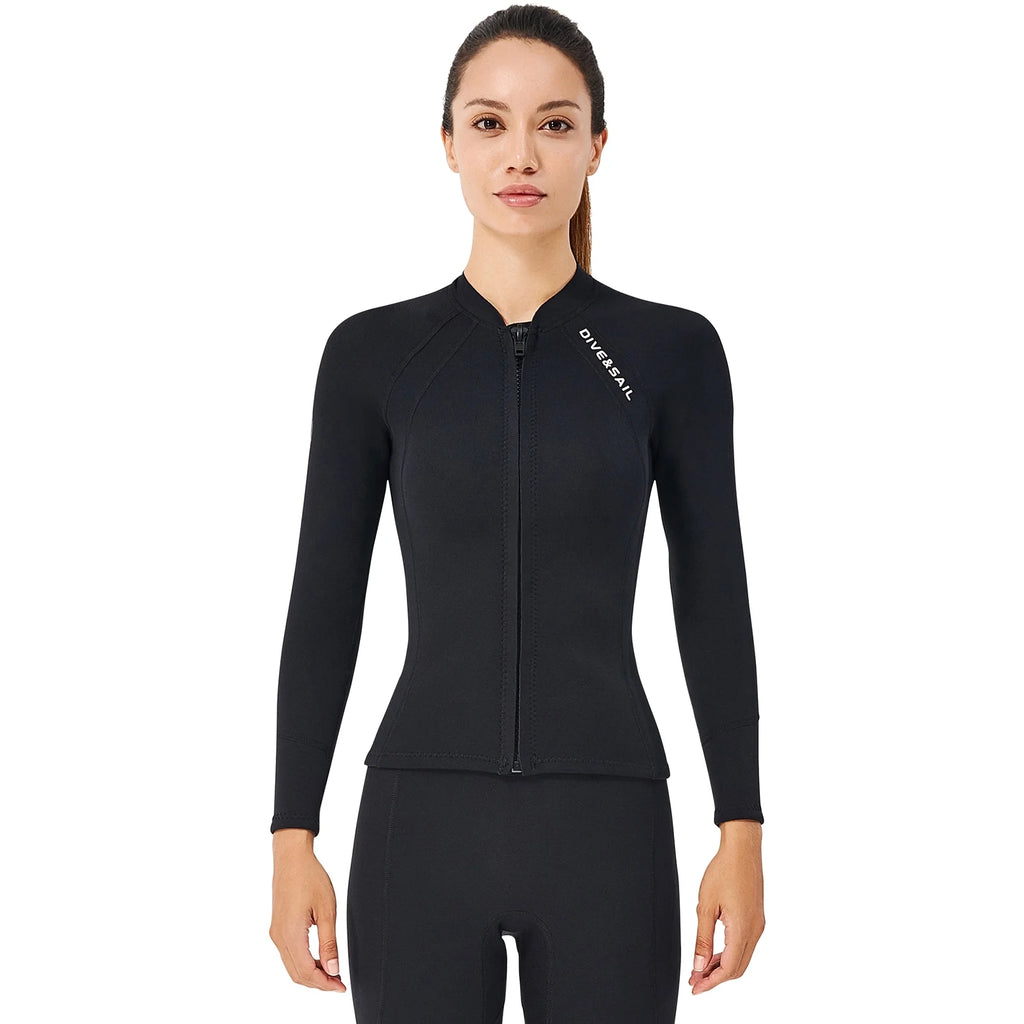 2mm Neoprene Front Zipper Wetsuits Jacket Long Sleeves C75900
