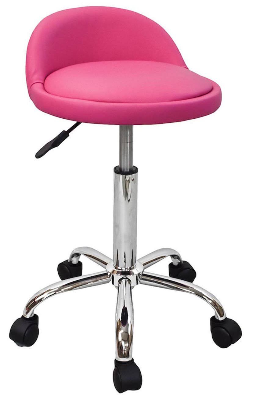 Pink Salon Stool with Back Rest Z718