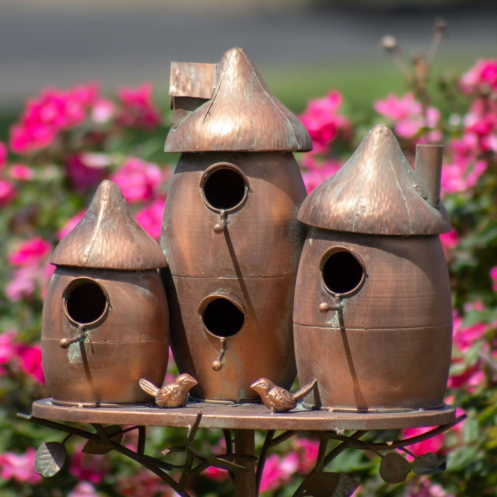 Copper Triple Bird House Stake N7554
