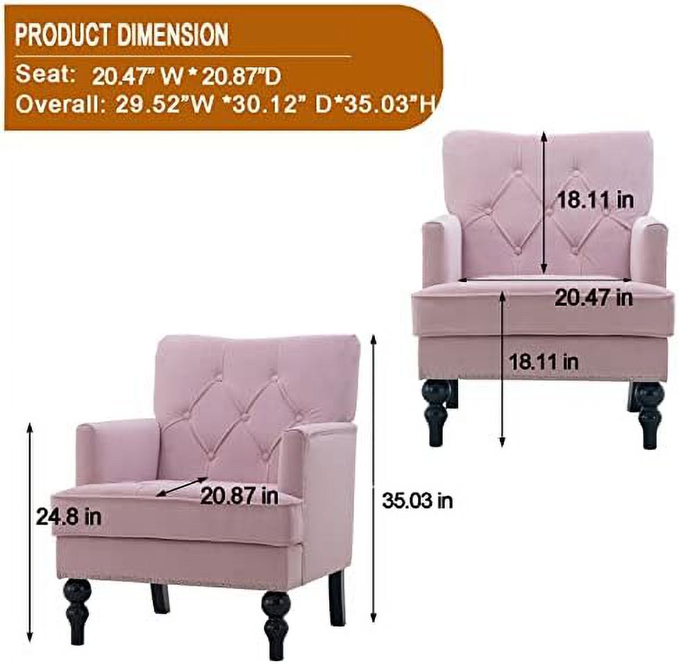 Tufted Velvet Club Chair with Wooden Legs E33902