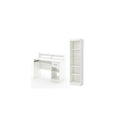 White Desk with Keyboard Tray and 5-Shelf Narrow Bookcase Set P235