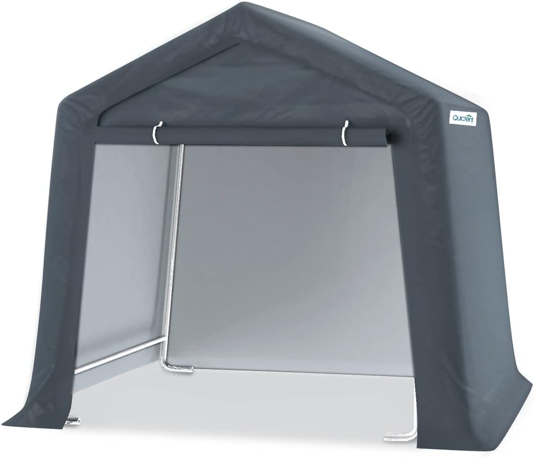 Gray 6x6 ft Portable Garage Shelter Outdoor Storage Shed Car Canopy Carport O869