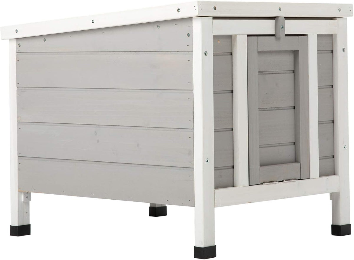 White Weatherproof Wooden Bunny Hutch Pet Cage N458