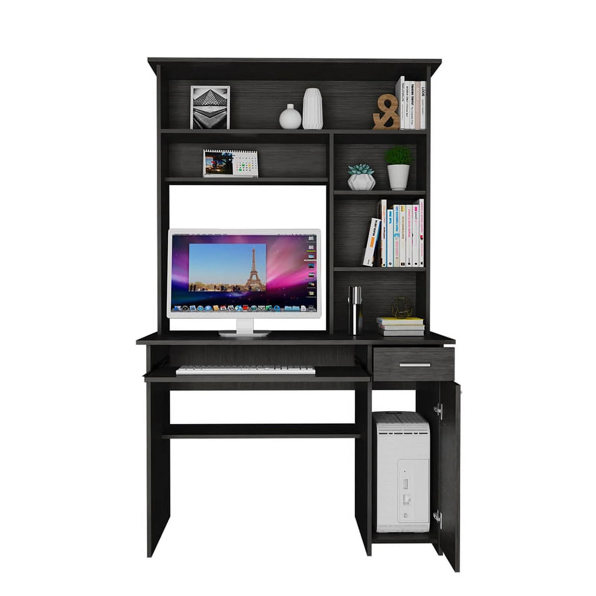 Gray Engineered Wood Hutch Desk C12484
