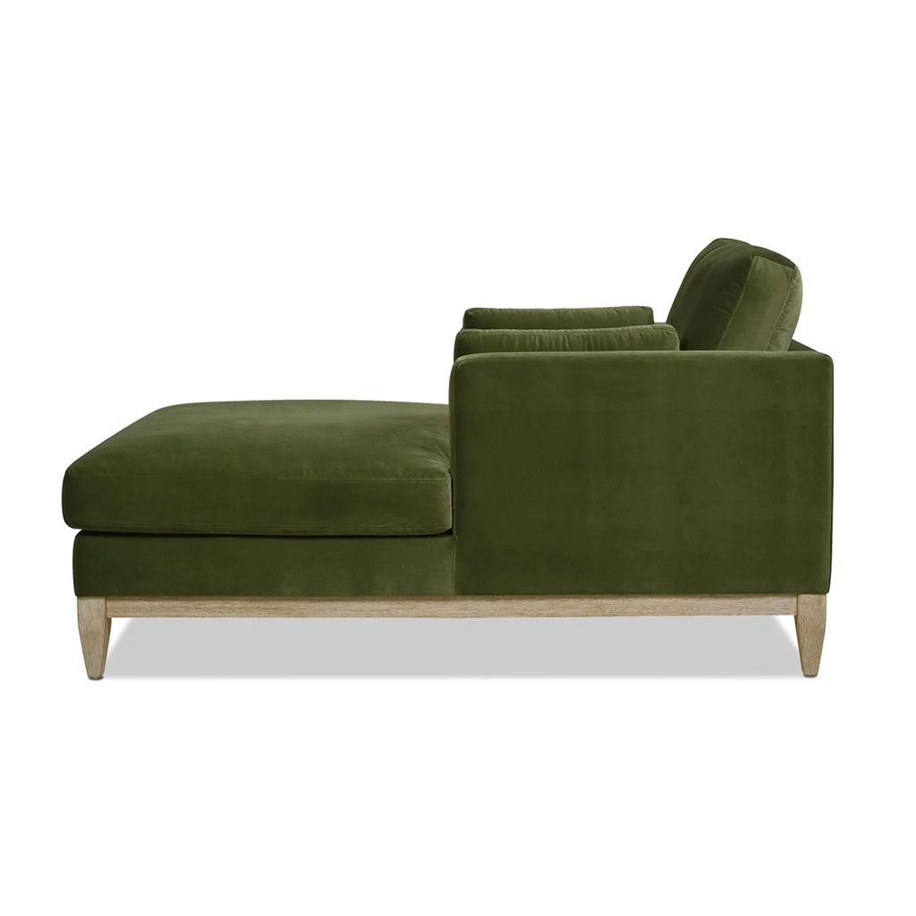 Olive Green Performance Velvet Chaise Lounge Chair J27415
