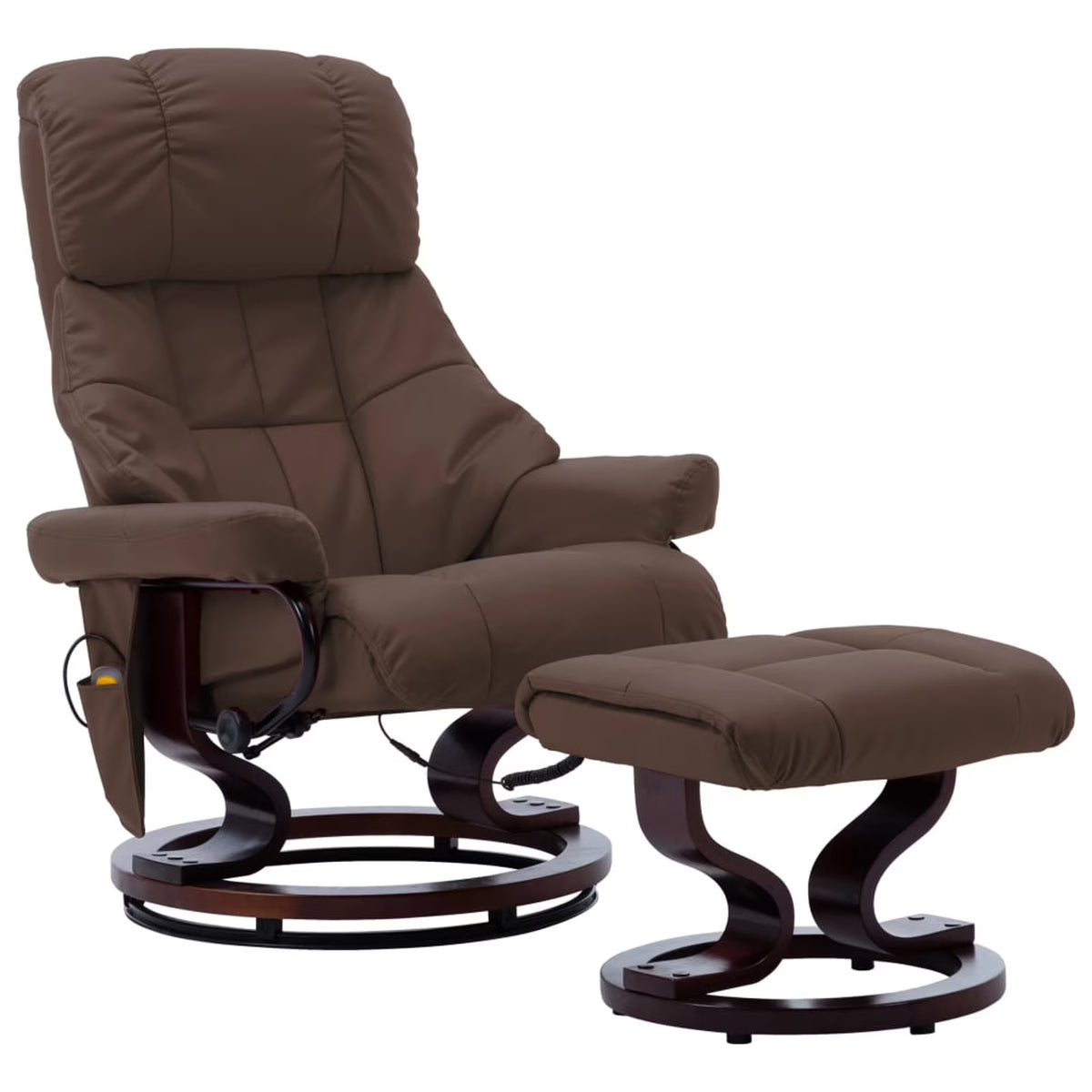 Brown Faux Leather Massage Recliner with Ottoman Z935
