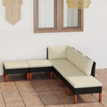 Black Poly Rattan 6 Piece Patio Set with Cushions V18919