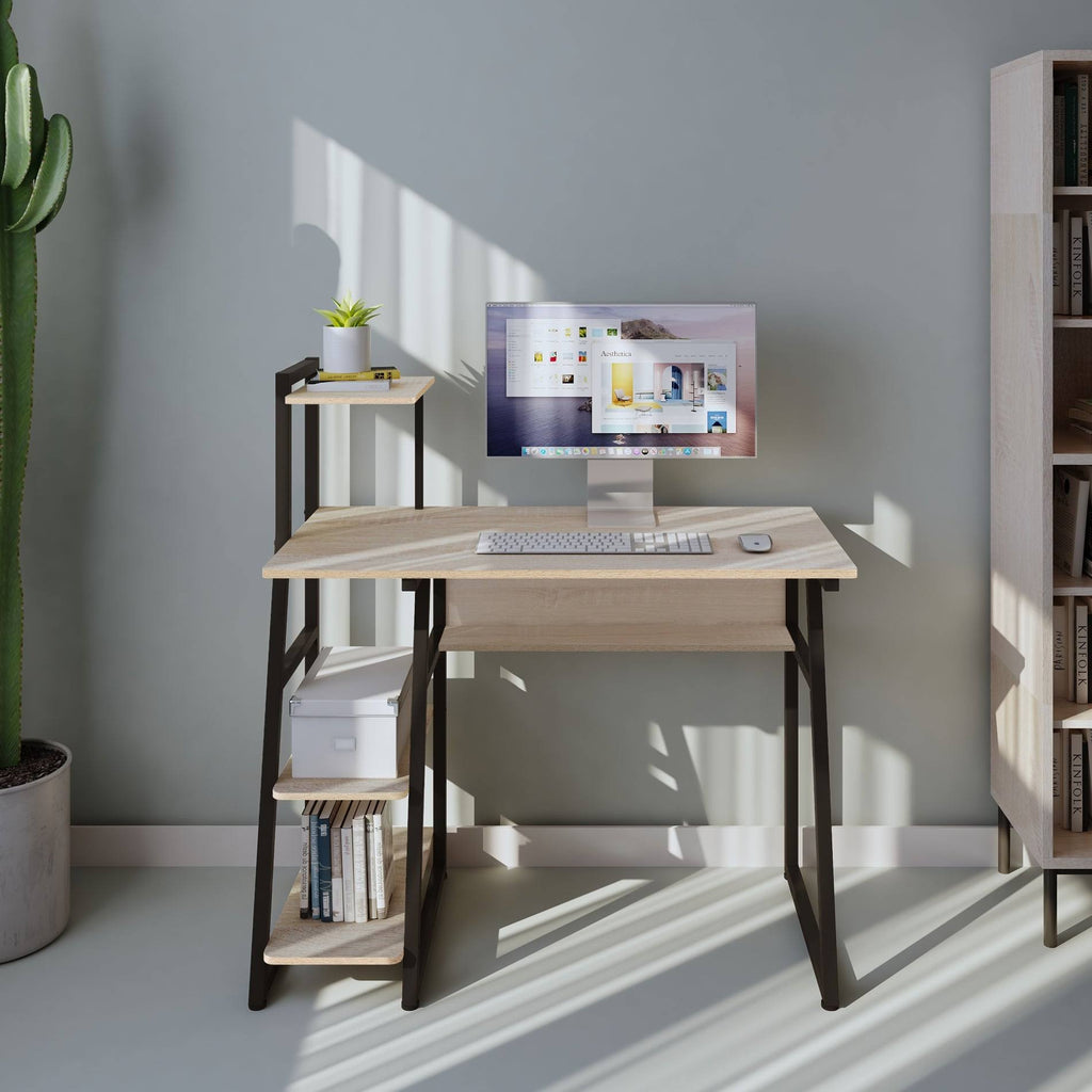 Black Computer Desk with Bookshelf R682219