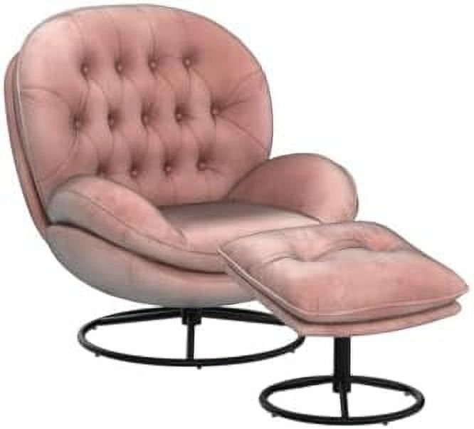 Velvet Swivel Accent Chair with Ottoman Set U78453
