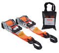 (2 Pack) Orange 2" x10' Auto Retract Ratchet Straps with Zinc Coated S Hook Tiedowns C940