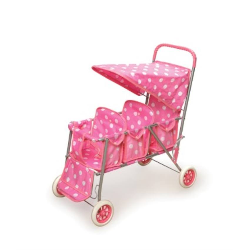 Pink Polka Dots Triple Doll Stroller A37388