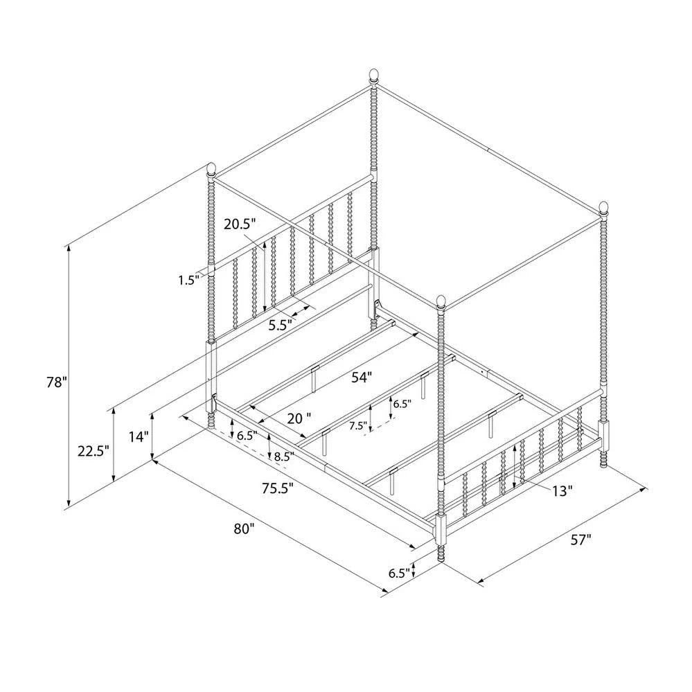 White Metal Canopy Bed Twin N8633
