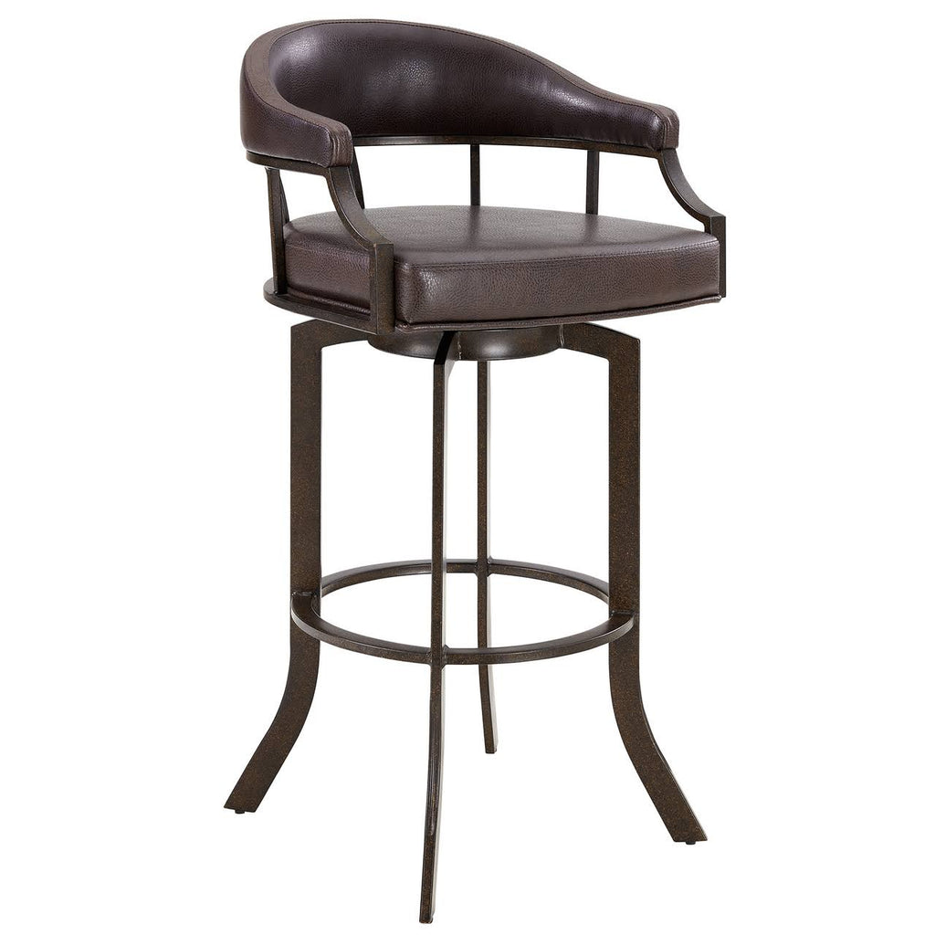 Auburn Bay and Brown Faux Leather Swivel Bar Stool G9055