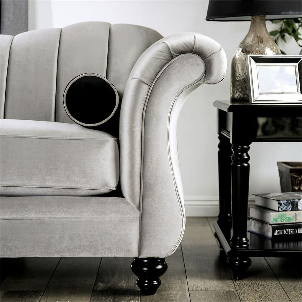Chenille Upholstered Loveseat in Pewter N16196