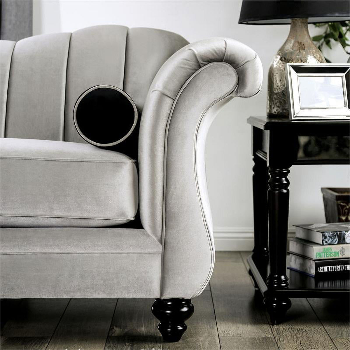 Chenille Upholstered Loveseat in Pewter N16196