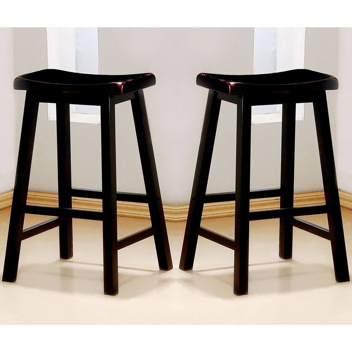 Distressed Black Cherry Counter Height Stools (Set of 2) G834596