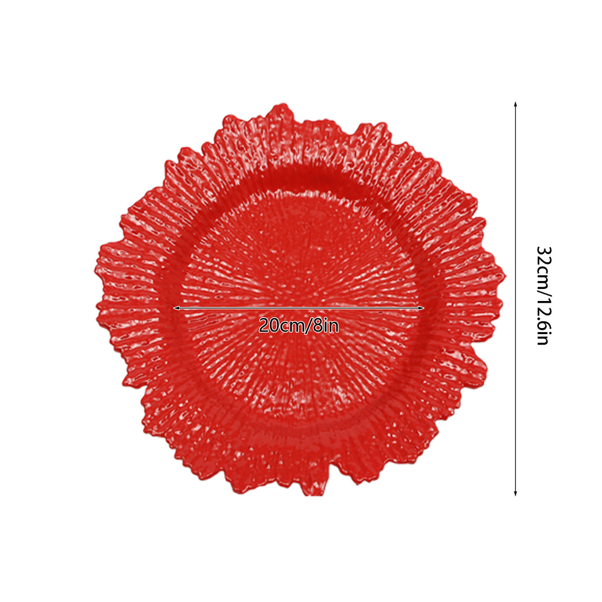 Red 24 Pcs Round Plastic Charger Plates W499