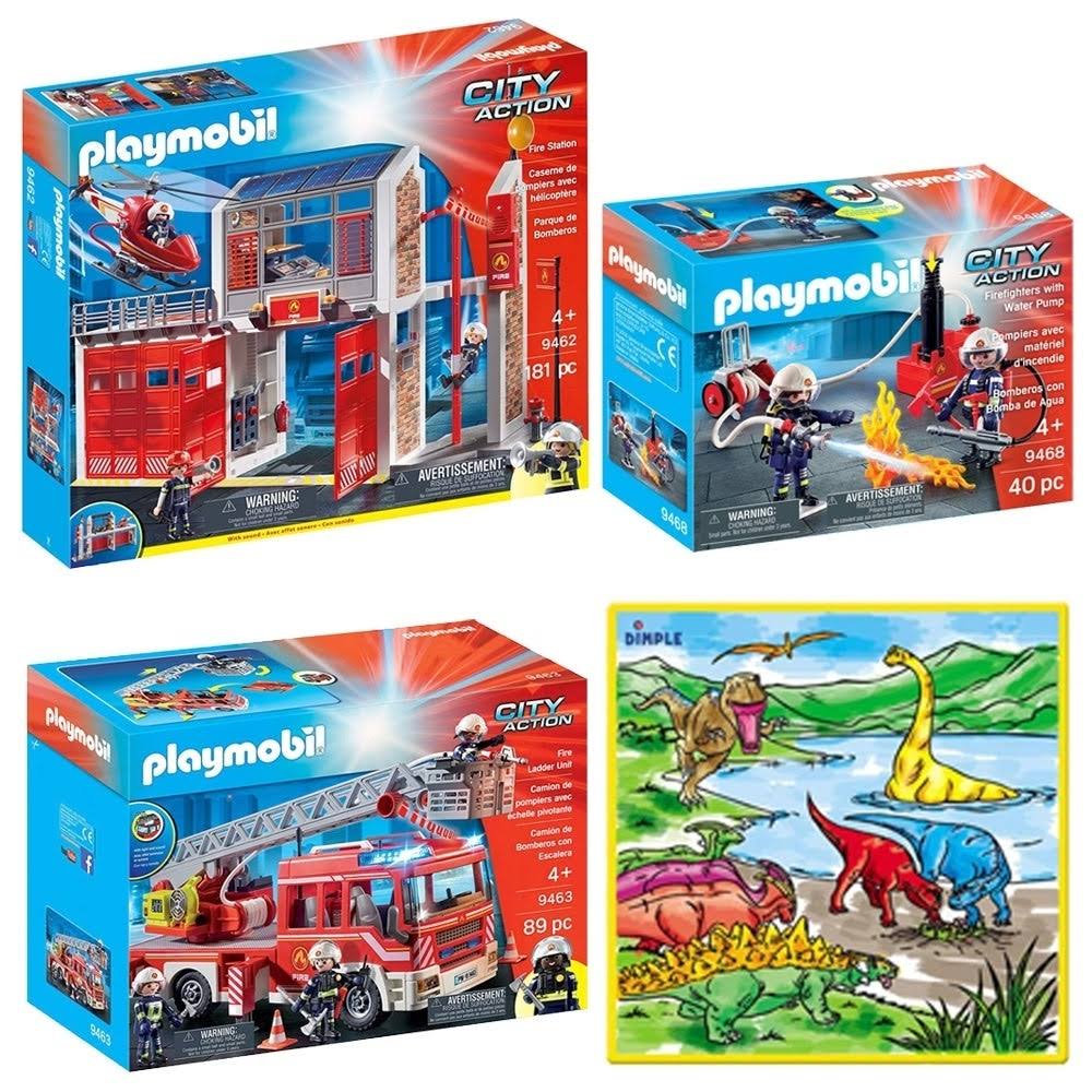 310 Pcs Fire Station Playset with Playmat and 12 Markers Z241290