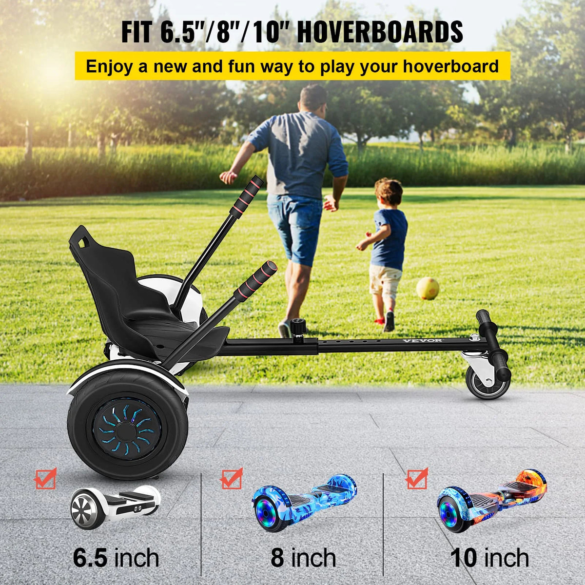 Hoverboard Go Kart Seat Attachment for 6.5" 8" 10" Self Balancing Scooter V78172