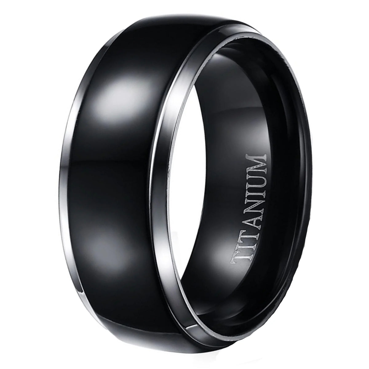 3 Piece Sterling Silver Black Titanium Wedding Band Engagement Ring Set U75839