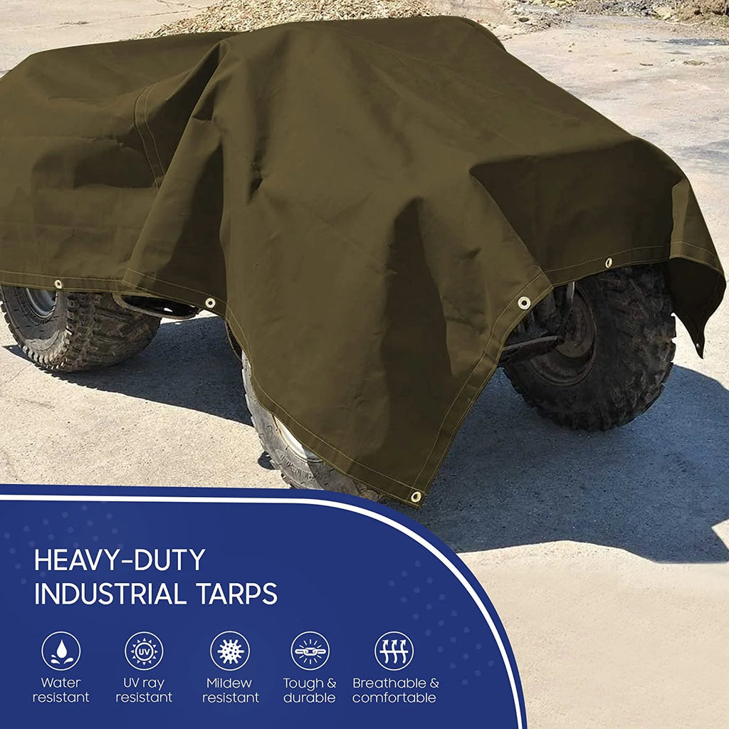 20 Mil Canvas Tarp with Brass Grommet Olive Drab 6'x8' E17298