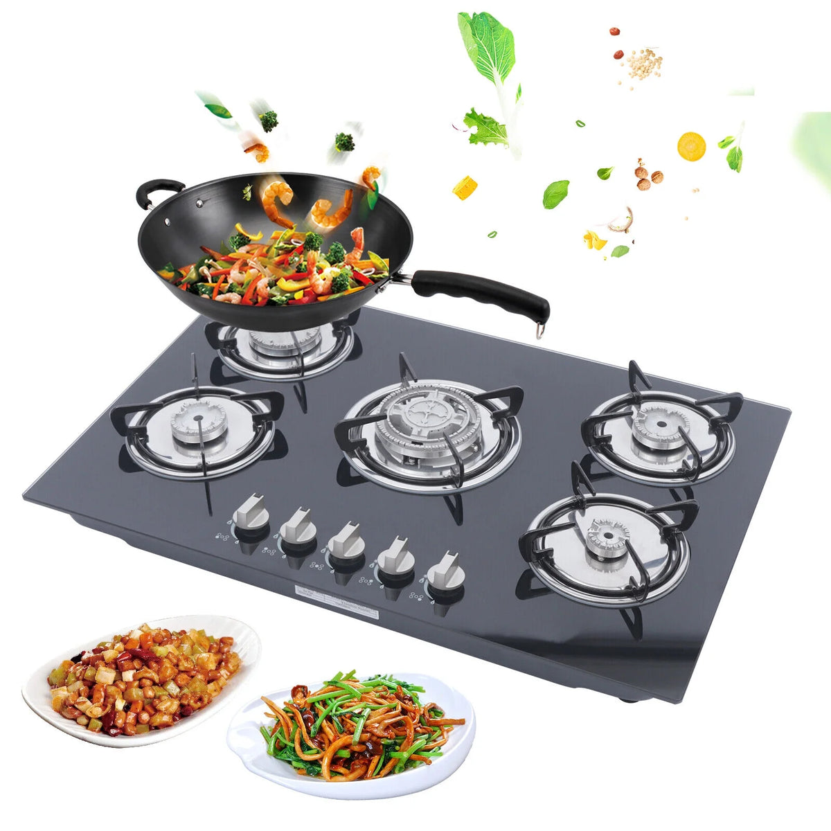 5 Burners Tempered Glass Built-in Gas Cooktop V884691