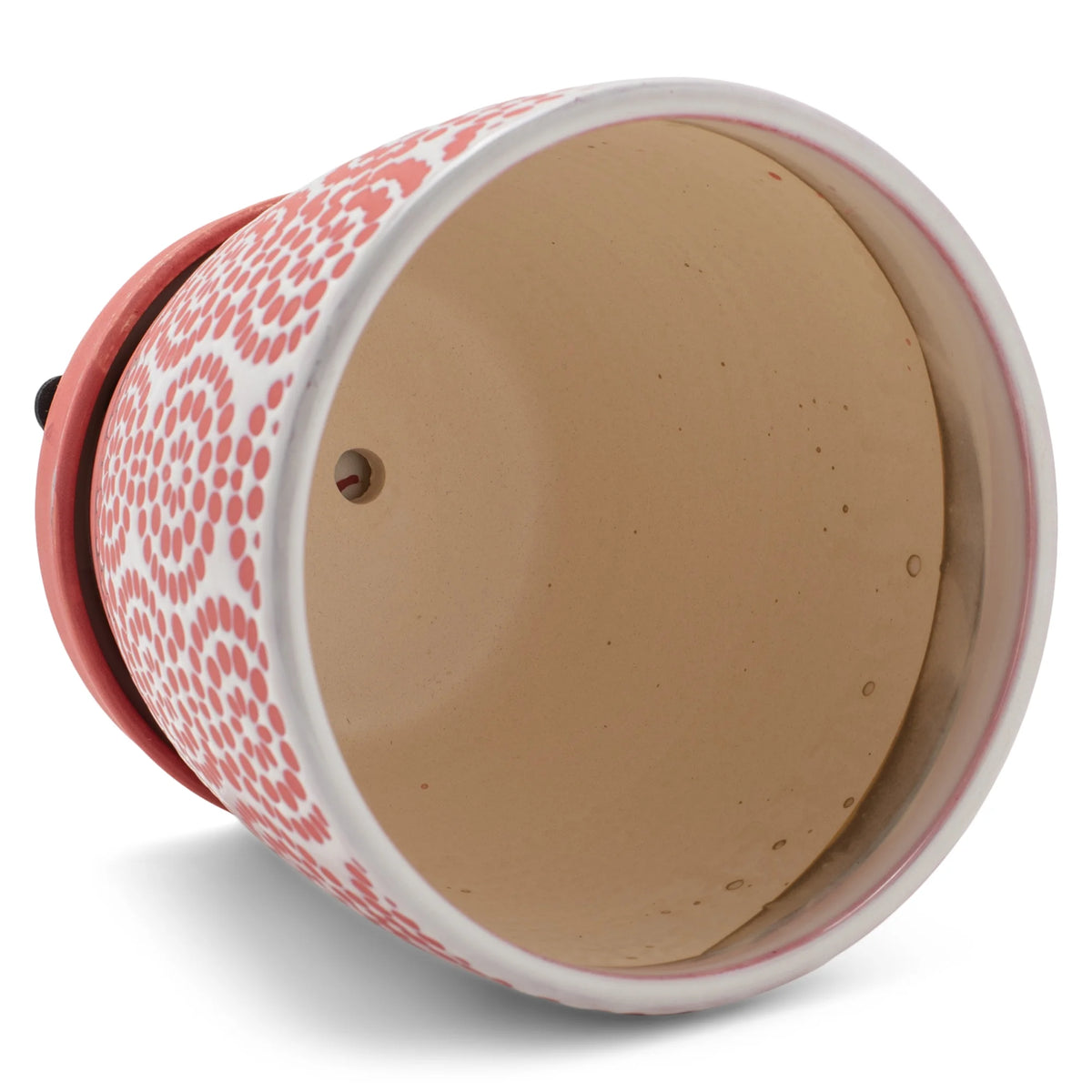 Red and White Ceramic Flower Pot Planter with Saucer P249