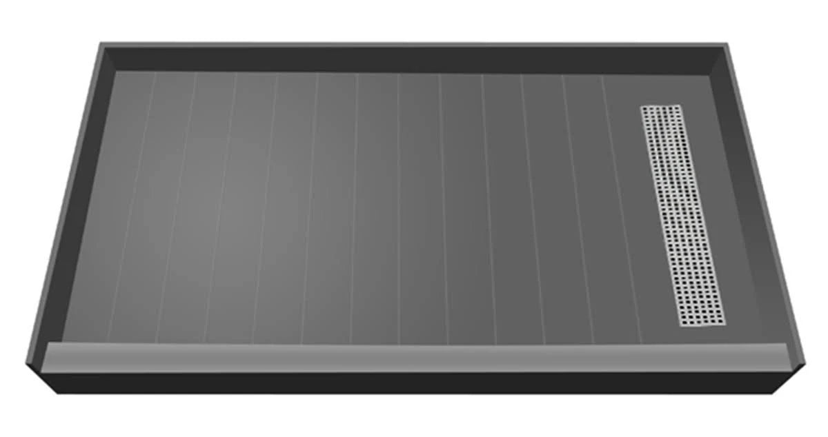 Brushed Ni Rectangular Shower Base with Right Drain T7989
