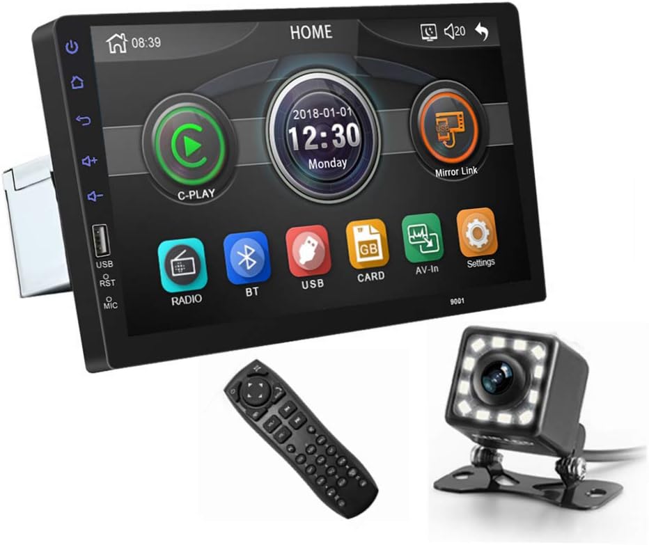 9 Inch Single Din Car Stereo Touch Screen with Mirror Link Backup Camera Bluetooth FM Radio AUX/USB/TF MP3/MP4/MP5 Player T99324