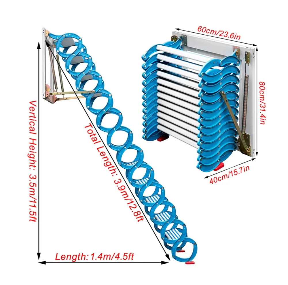Blue Retractable Folding Attic Ladder B20206