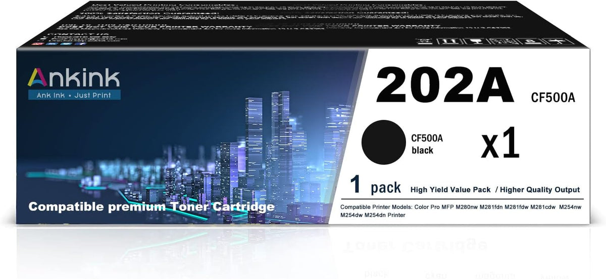 Compatible 202A Toner Cartridges 4-Pack Replacement HP 202 CF500A Color Pro MFP M281 M254 Printer Ink (Black Cyan Yellow Magenta) Pack of 2 D5522