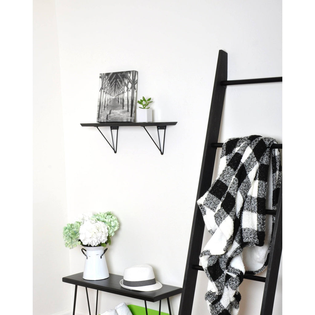 Black Wood Bracket Shelf J684