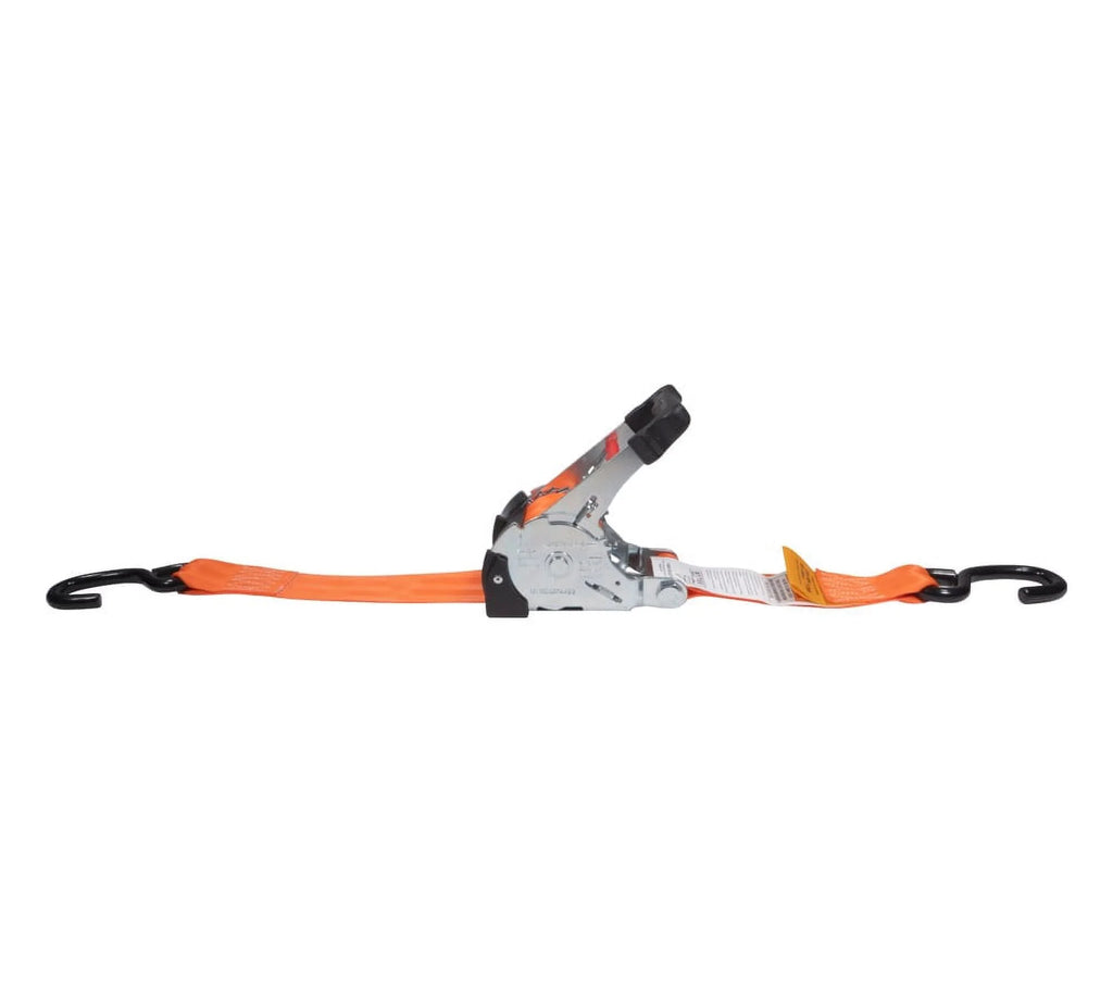 (2 Pack) Orange 2" x10' Auto Retract Ratchet Straps with Zinc Coated S Hook Tiedowns C940