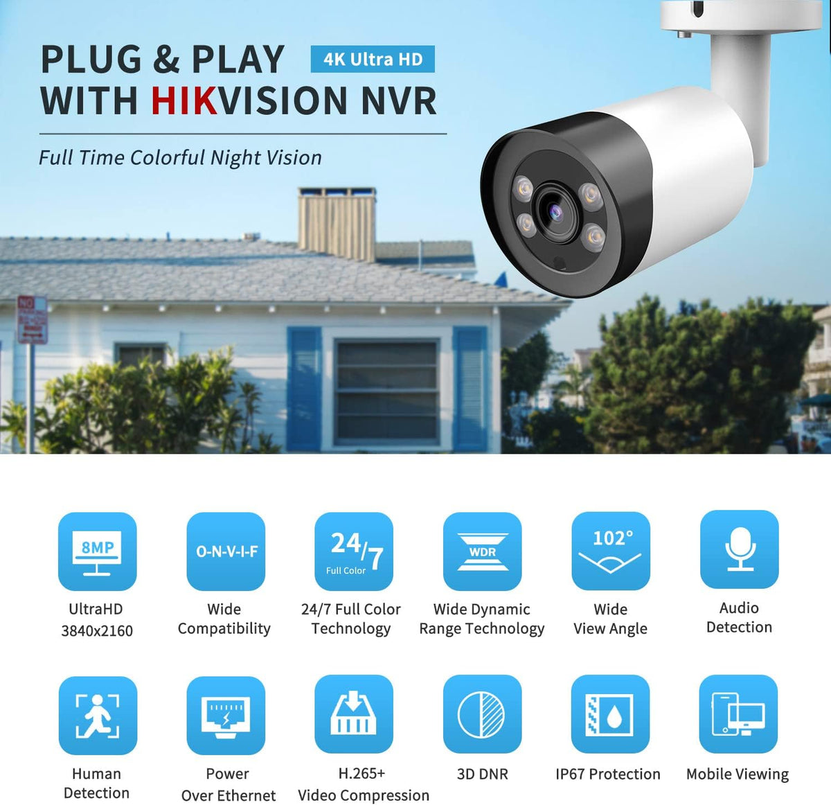 8MP UltraHD 4K PoE IP Camera Bullet E271