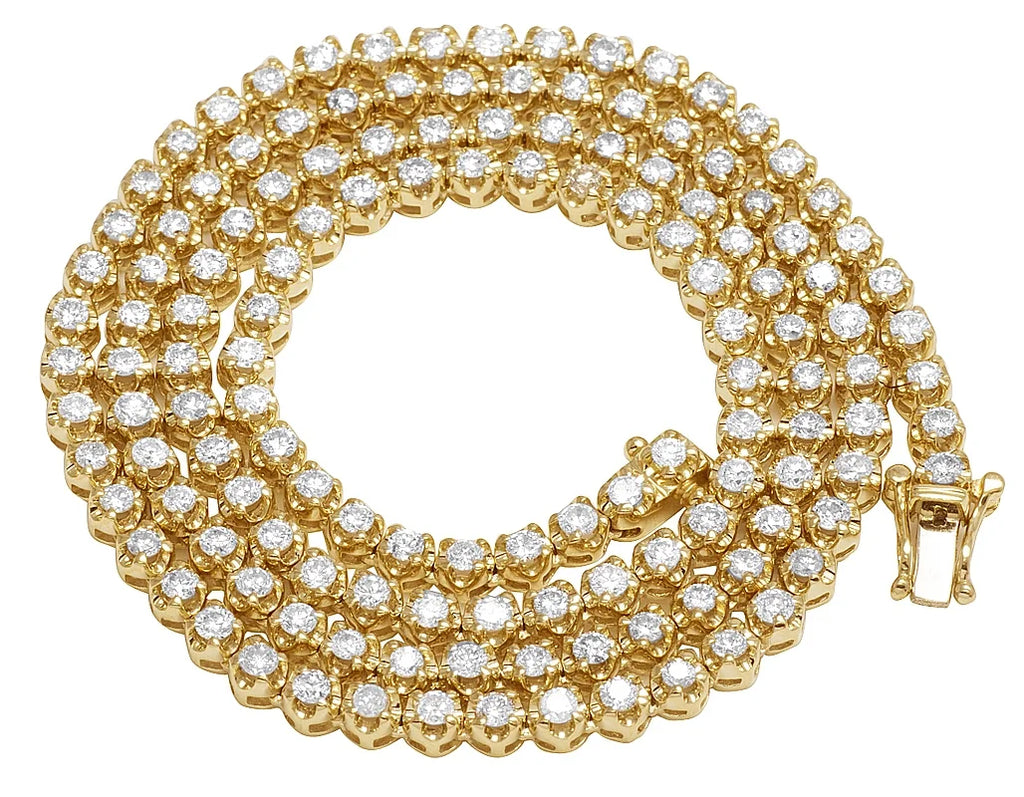 10K Yellow Gold Diamond Tennis Choker Necklace 4mm 21" 6.5CT L924