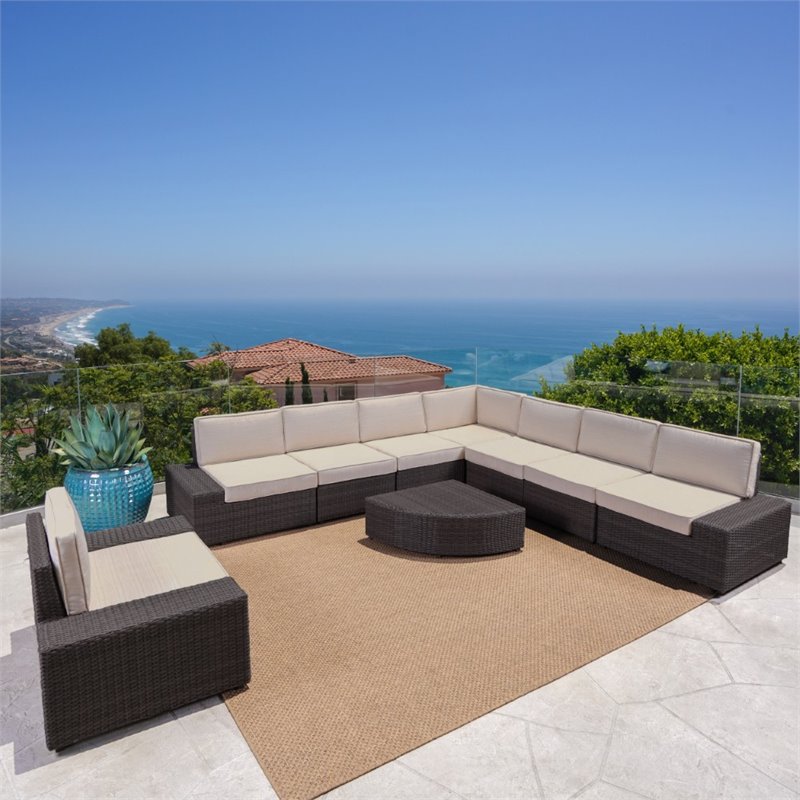 9 Piece Outdoor Wicker Sectional Sofa Set F50204