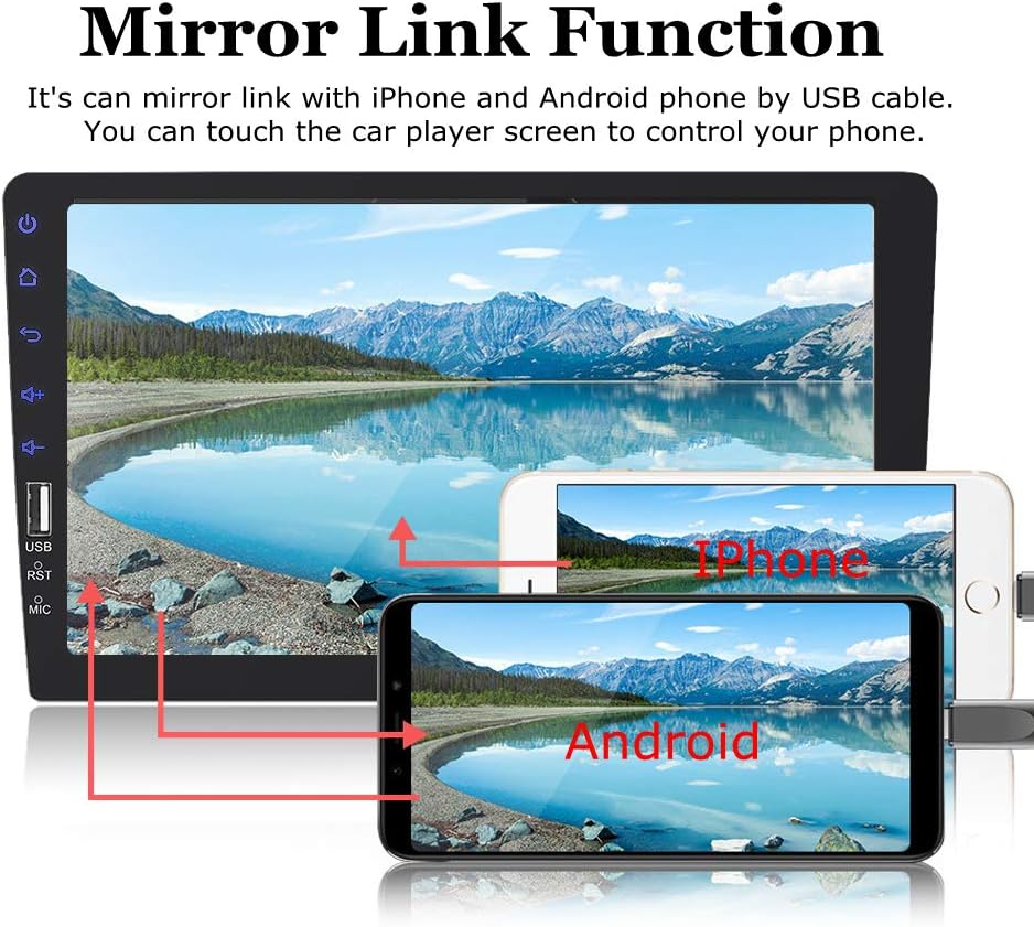 9 Inch Single Din Car Stereo Touch Screen with Mirror Link Backup Camera Bluetooth FM Radio AUX/USB/TF MP3/MP4/MP5 Player T99324