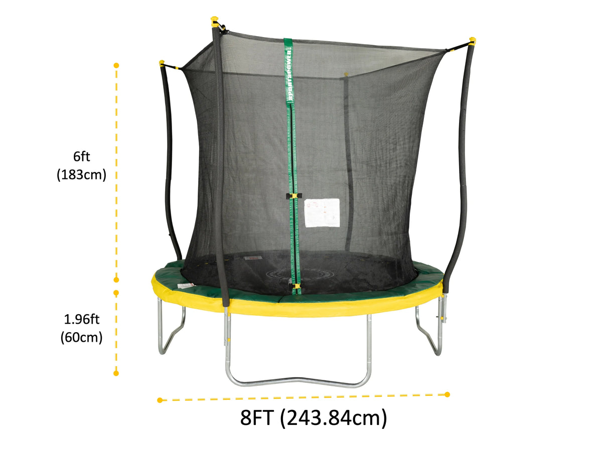 Green/Yellow Trampoline with Safety Enclosure E697