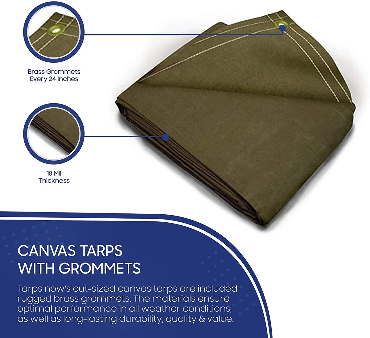 20 Mil Canvas Tarp with Brass Grommet Olive Drab 6'x8' E17298