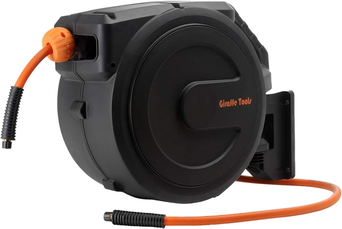 Retractable Air Hose Reel with 3/8 in. x 50 ft Hybrid Hose, Wall Mounted, 300 PSI N843293