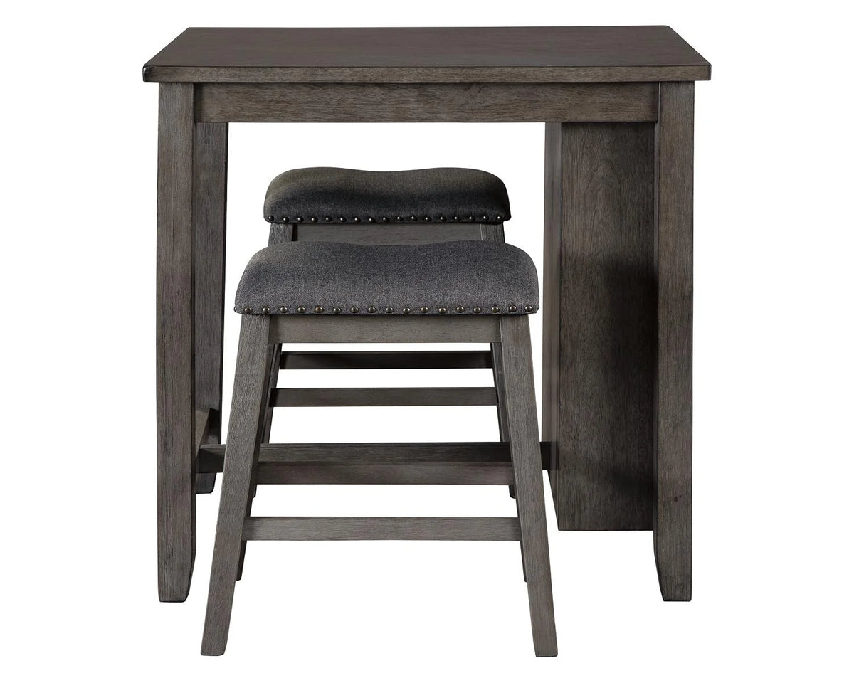 Counter Height Dining Table and Bar Stools Set of 3 Gray K2988
