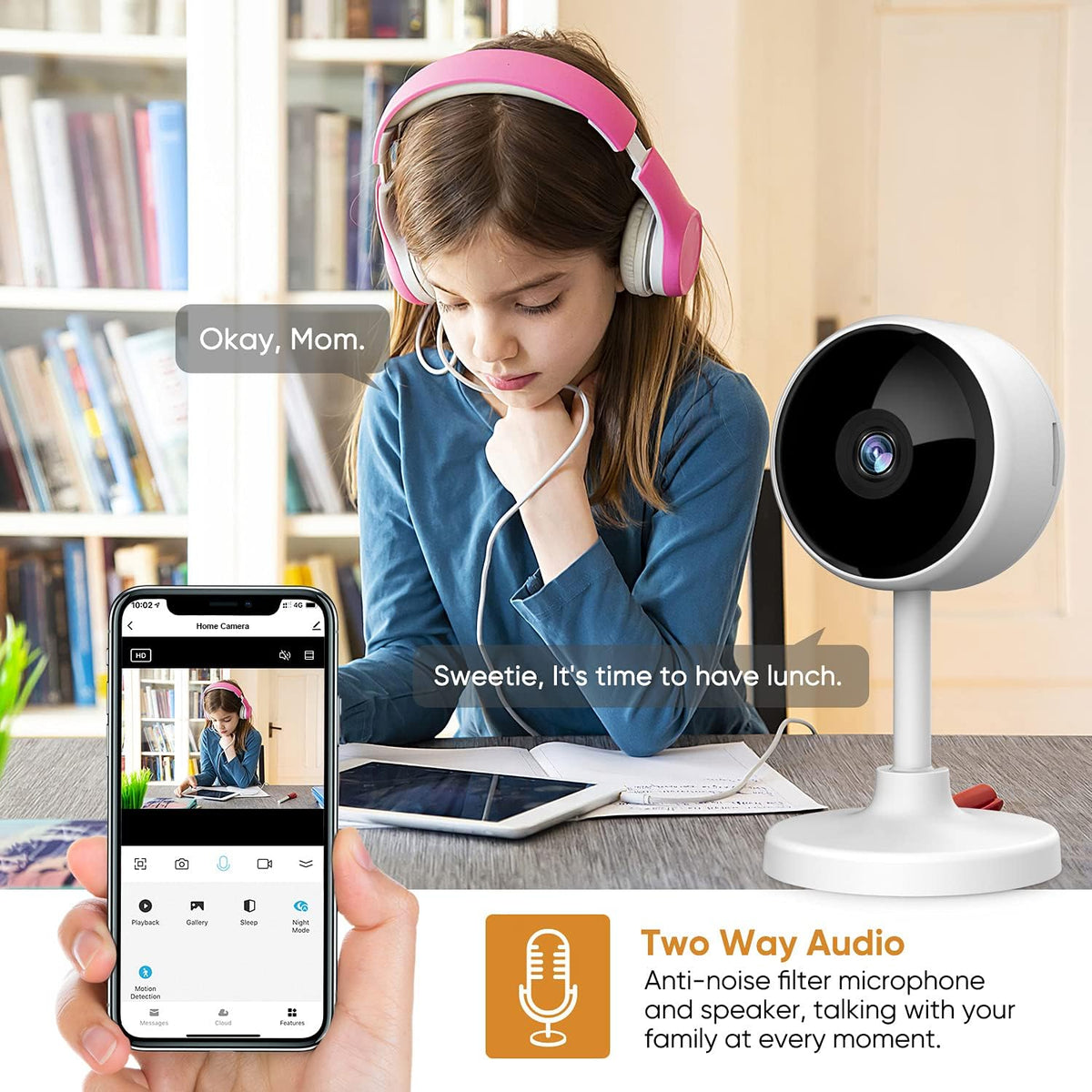 2 Pack 1080P Indoor Security Camera with Night Vision and 2-Way Audio W81649