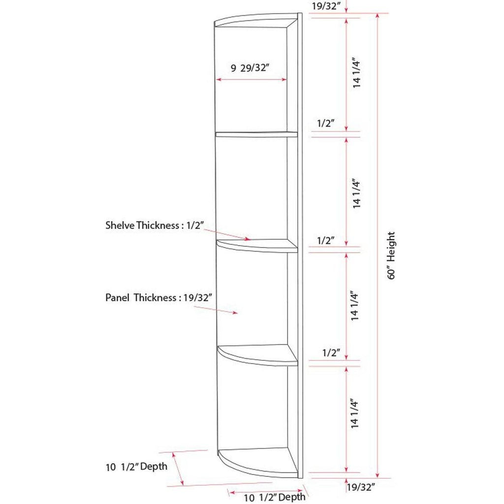 Natural Wood 4 Tier Corner Bookcase F5651