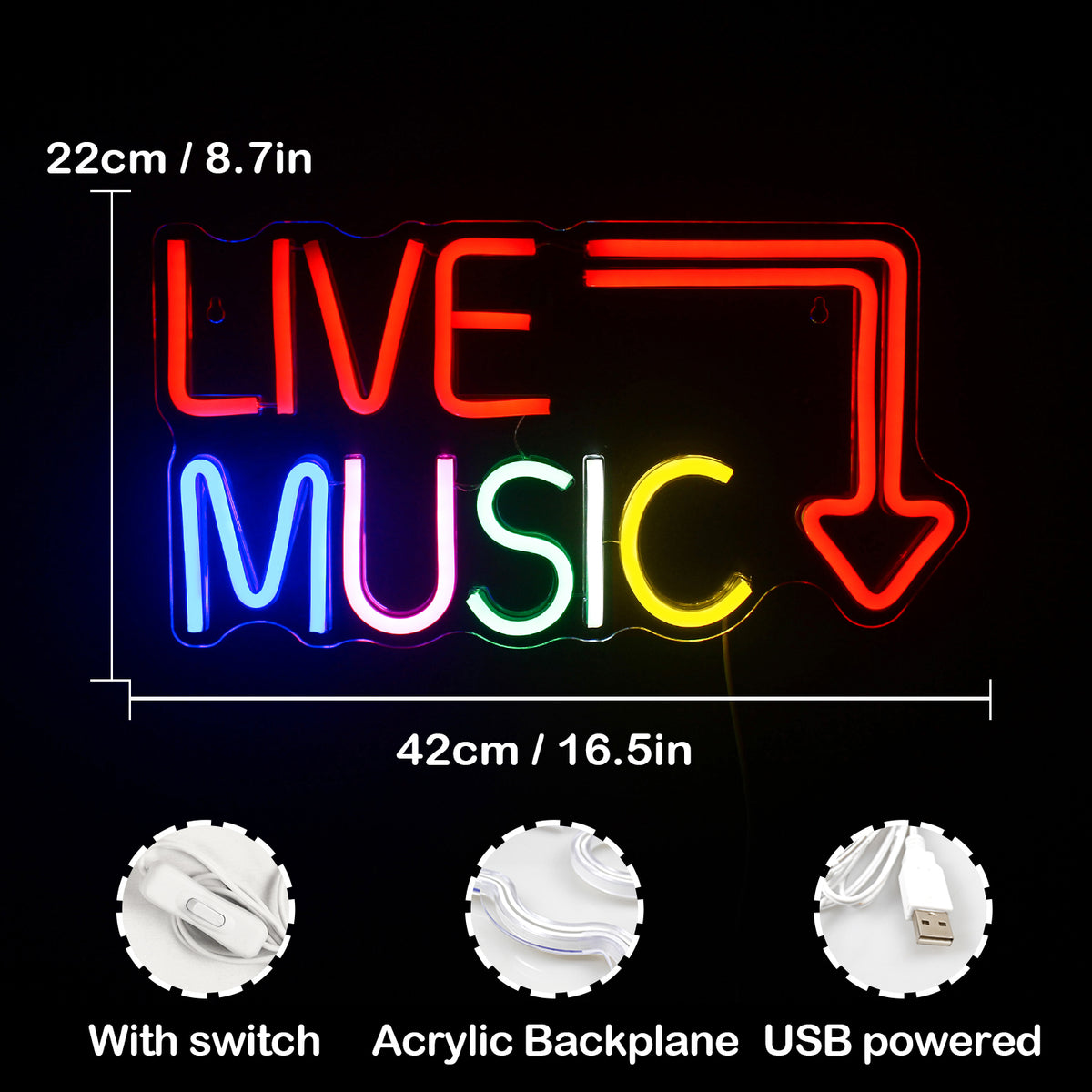 LED Neon Light Signs for Bedroom Music Studio T940835