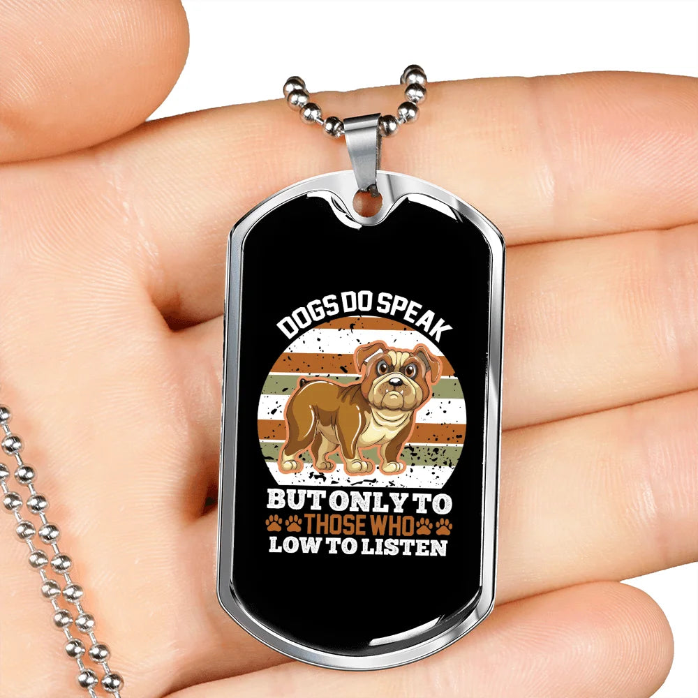 White Necklace Stainless Steel Dog Tag 24" Chain Y222748