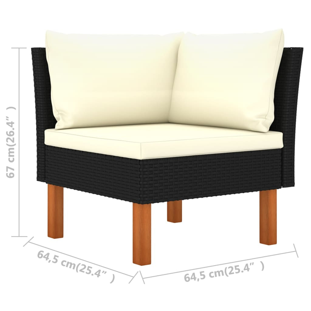 Black Poly Rattan 6 Piece Patio Set with Cushions V18919