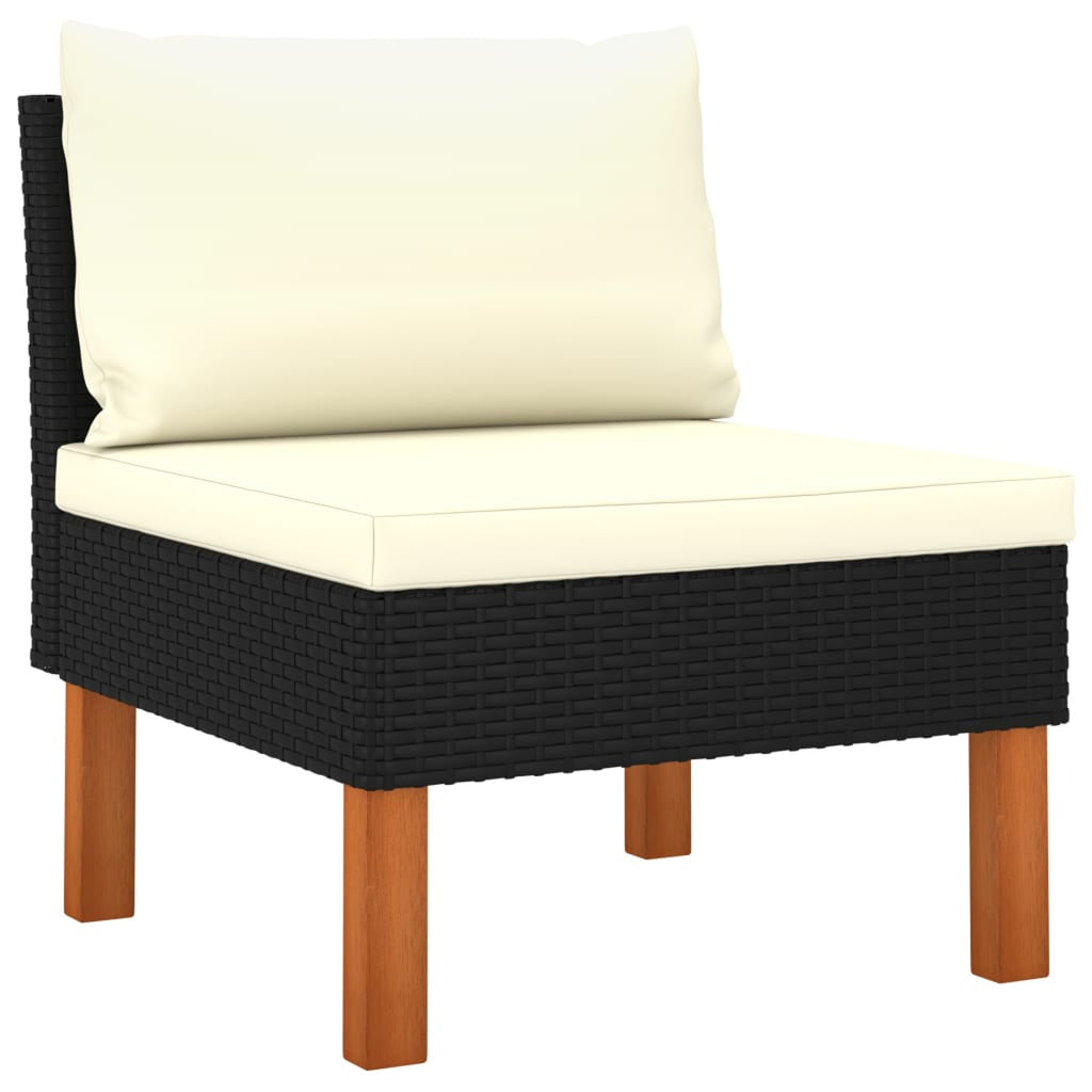 Black Poly Rattan 6 Piece Patio Set with Cushions V18919