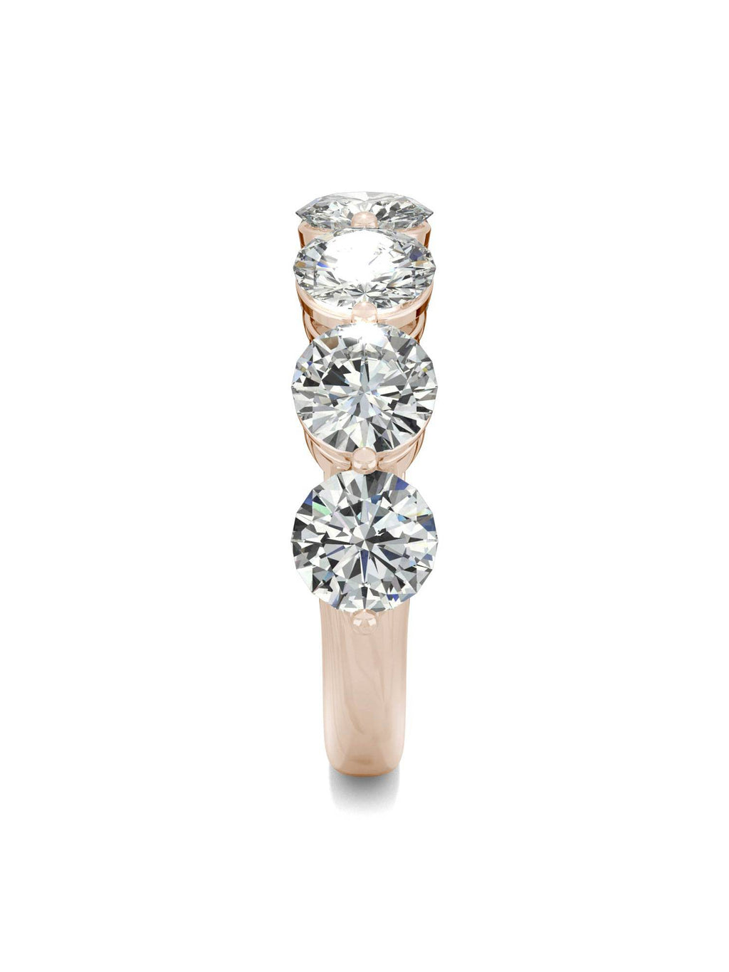 14K Rose Gold Moissanite 5mm Round Wedding Band Size 5 X4856