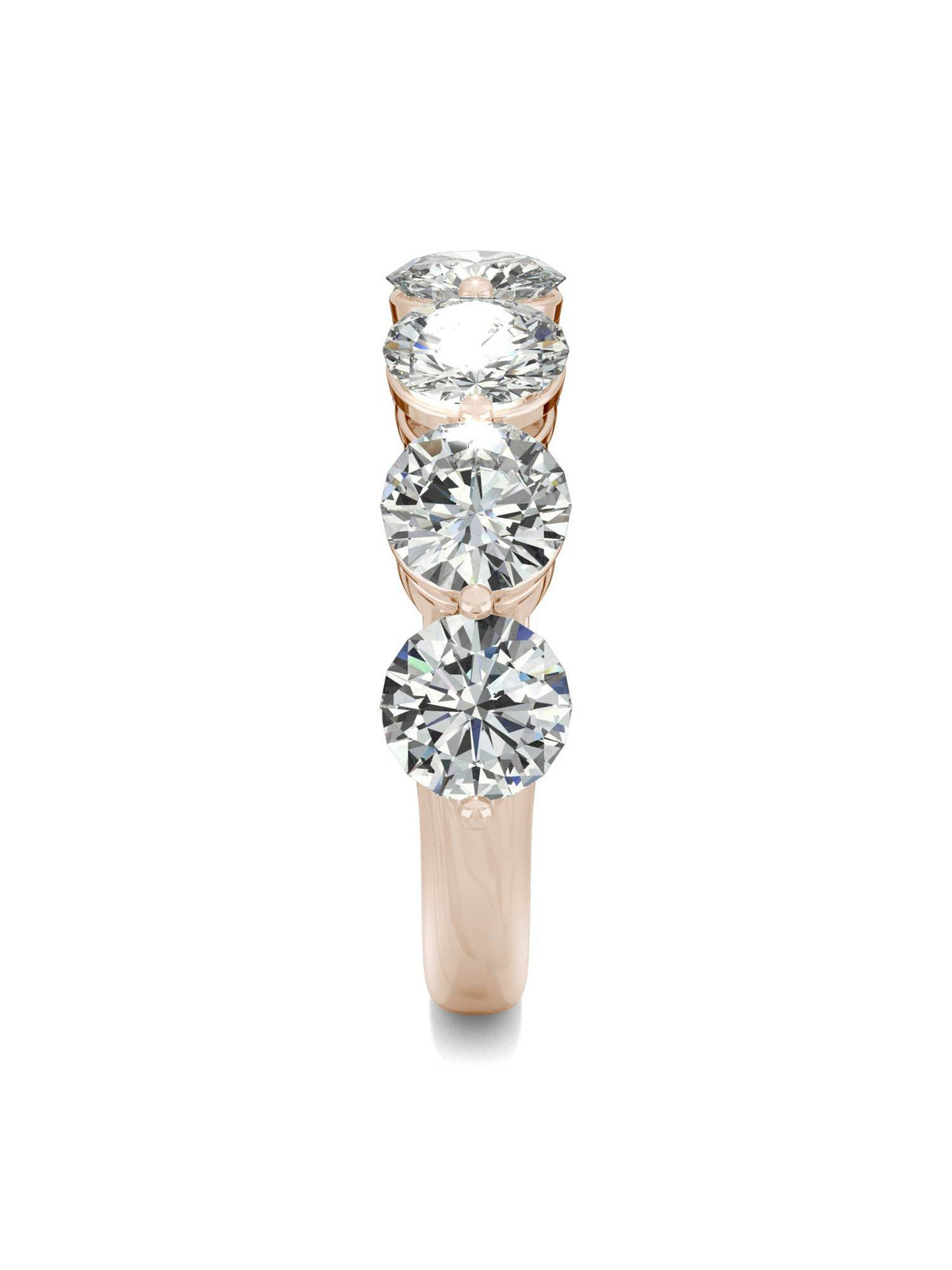 14K Rose Gold Moissanite 5mm Round Wedding Band Size 5 X4856