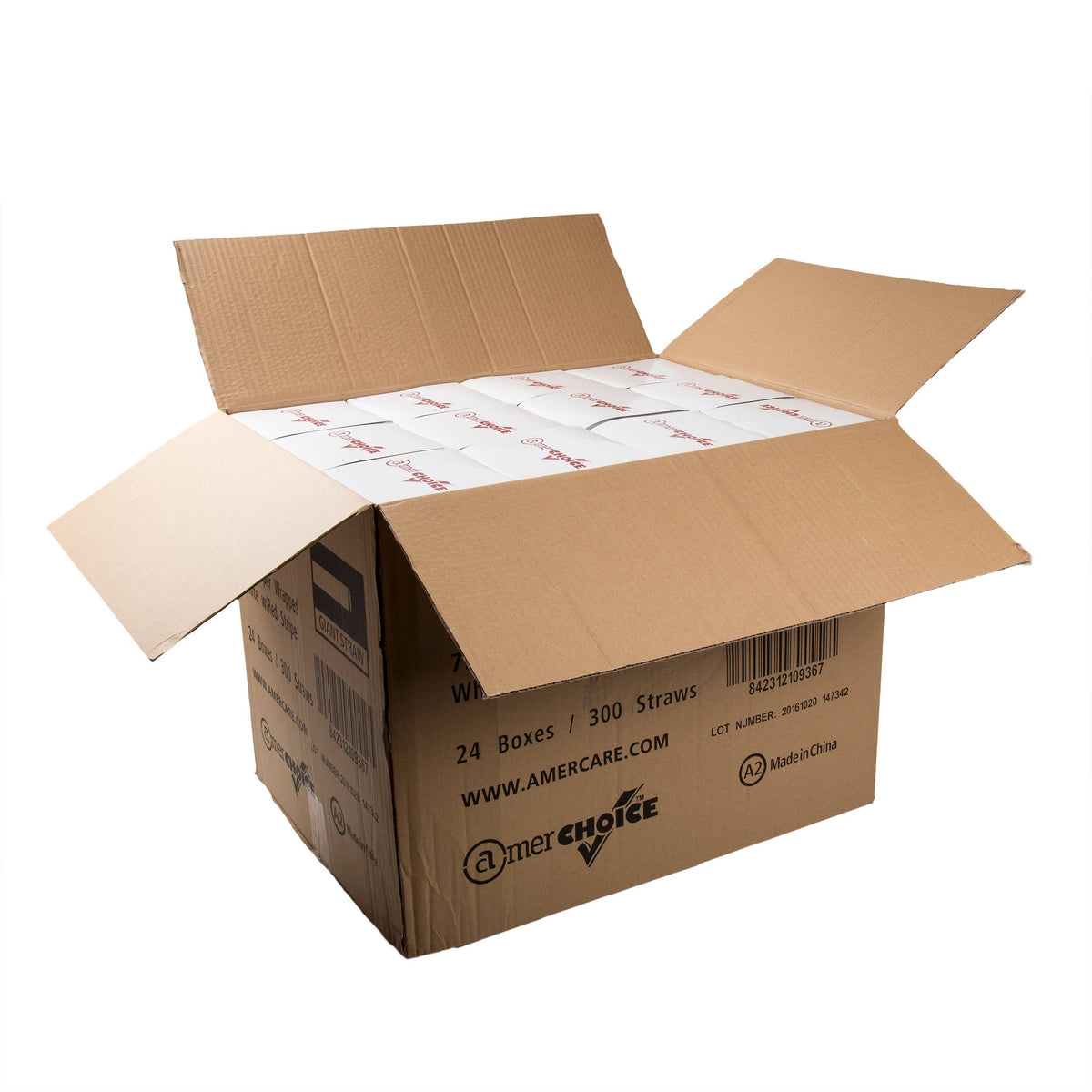 7.75x22 White with Red Stripes Paper Wrapped Straws, Case of 7,200 V345828